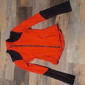 Lululemon define jacket, orange & charcoal gray